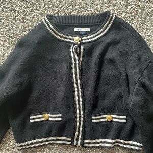 American Eagle Black Cardigan with Gold Buttons